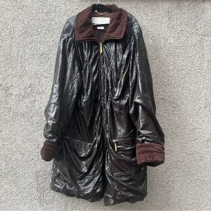 Vintage Dark Brown Velvet and Faux Leather Escada Margaretha Ley Jacket